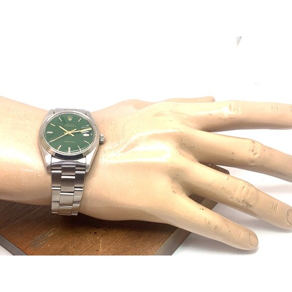 Rolex OysterDate Men's Watch 6694 Swiss Mechanical 70S Stella Green Lacquer Dial - Picture 4 of 16